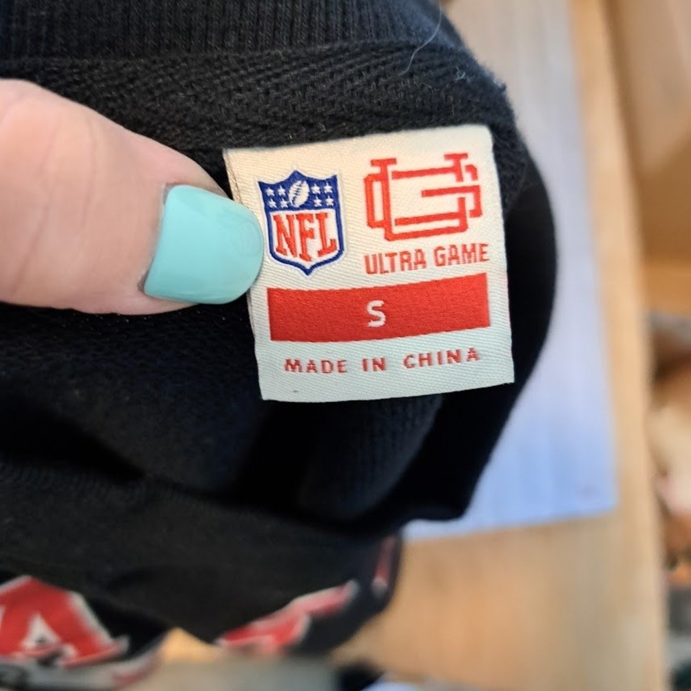 Ultra Game NFL Kansas City Chiefs Cropped Sweatshirt Black Red Small Football - Picture 5 of 5